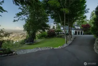 view from detached garage looking back to main house.