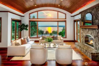 Vaulted & coved ceilings embrace the views from every window