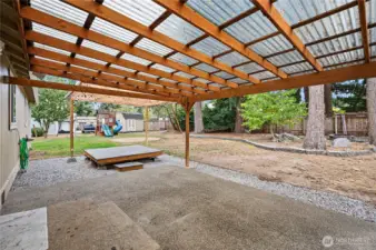 covered patio with added  separate platform deck