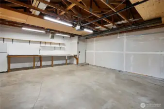 insulated 2 car garage includes workbench