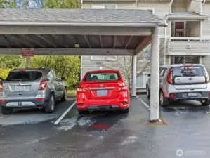 Convenient covered end parking space right by your front door!