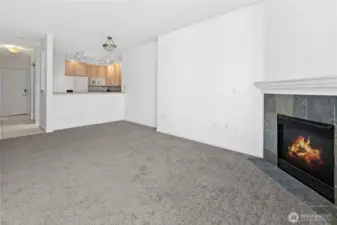 Living Room with Gas Fireplace Insert.