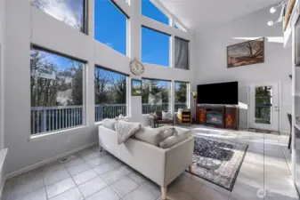 Picture windows let the outdoor beauty inside.