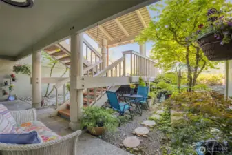 This private patio area will remain but with beautiful black railings.