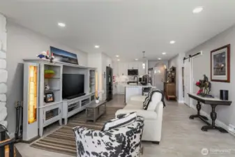 Looking back into the living and kitchen.