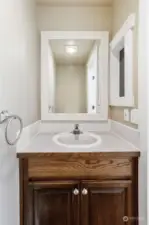 Half bath located by the Family Room. Very convenient.