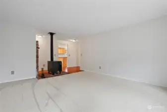 Living Room with wood burning stove