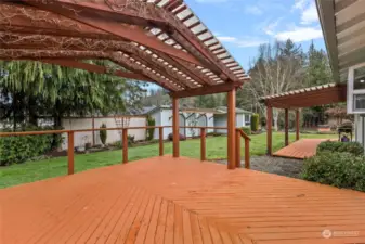 Partially covered deck off of dining room