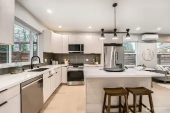 View of kitchen with eat-in island