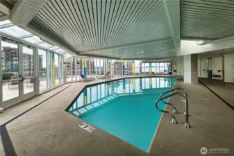 Incredible indoor pool & spa surrounded by walls of glass for natural light.
