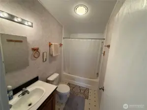 Main Bathroom with room to make a bigger vanity or add shelving