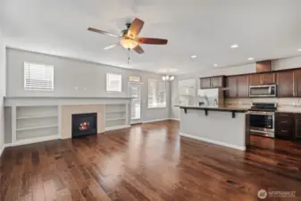 Open concept living and kitchen space