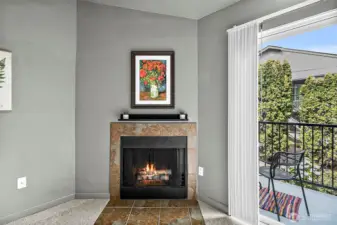 Wood burning fireplace makes cozy nights