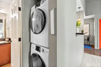 Full sized stacked washer and dryer