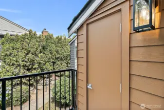 Storage shed on the patio