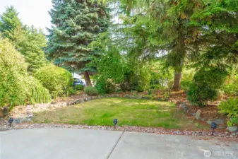 Front yard on the side left side of the driveway