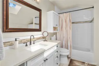 Upstairs full bathroom with lots of storage