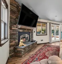 Great Room with Gas Fireplace and walk out to Deck