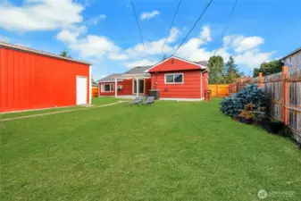large fully fenced back yard.