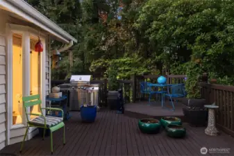 Spacious upper deck with dedicated barbecue space and lush natural surroundings—an entertainer’s dream among the treetops.