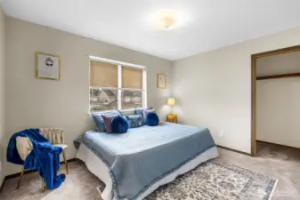 3rd bedroom with walk in closet. Bed is a Queen Size.