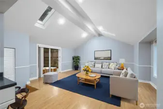 Virtually staged large living rom