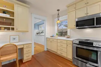 Plenty of counter space and lots of natural light as well as under cabinet lighting.