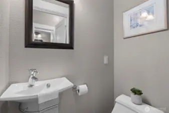 The half bathroom downstairs.