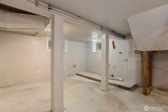 Downstairs you have space for storage, and a washer and dryer.