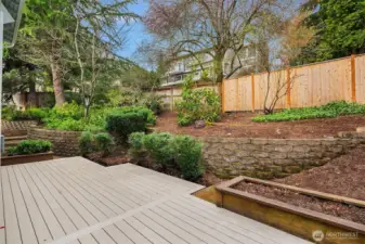 Partly fenced private back yard