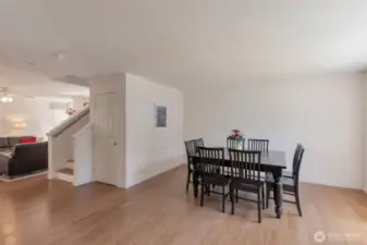 Open floor plan with dining and living room