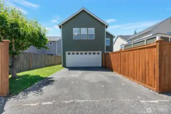 Alley access to parking and garage