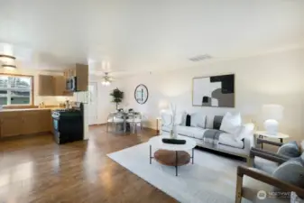 This adorable home offers generous living and dining space
