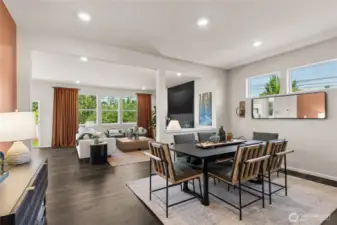 Very open concept living area. Actual home is under construction and finishes, materials, and colors will vary. See site agent for details.