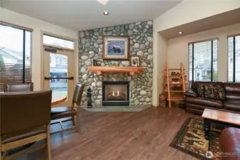 Community gathering space that is available to rent for large parties. Full kitchen.