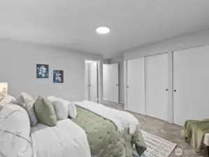 Dual closets allow for storing the most fabulous wardrobe.