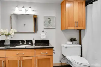 Second bathroom with tub and shower
