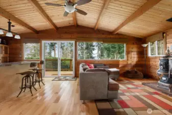 Looking toward the sliders to the deck from the great room.