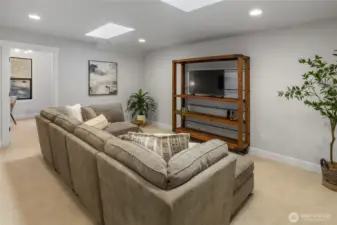 2nd floor family room with skylights.
