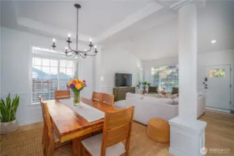 This sophisticated dining space is ideal for intimate dinners or festive gatherings.