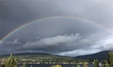 Full Rainbow over lake