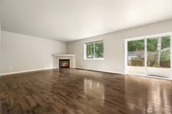 Great Room with Cozy Gas Fireplace & Lots of Natural Light