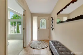 Entry space with office, or spare room to the right of the front door.