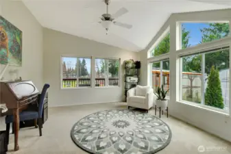 Natural light with vaulted ceilings and bay windows