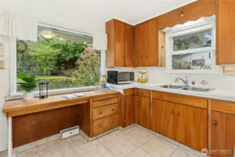 Dining nook or work space in the kitchen.