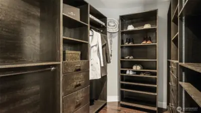 Primary suite walk-in closet.