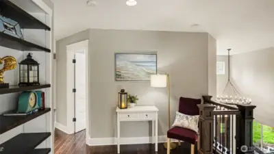 Upstairs reading nook/library.
