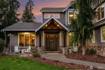 The front porch is welcoming at this craftsman retreat.