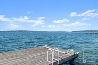 Dock platform with boat lift on facing Northwest.