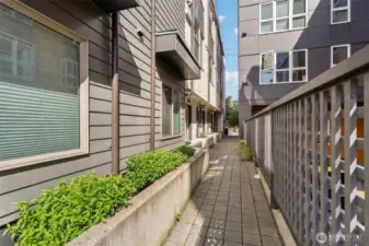 Entry sidewalk from front and back.